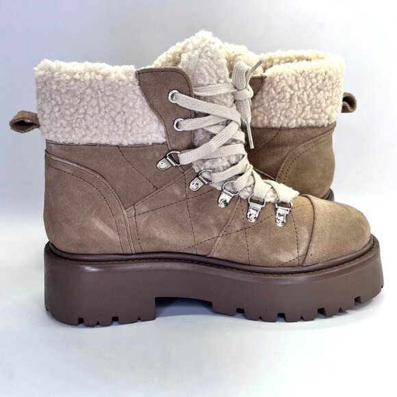 Steve Madden Reyen Platform Boot Women's Size 7.5 in Oatmeal Suede Chunky Sole - Picture 8 of 16